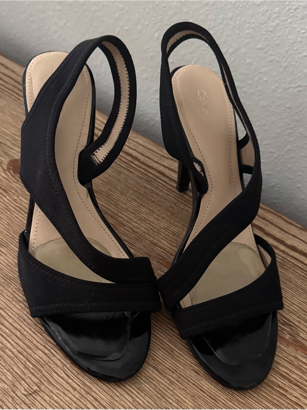Calvin Klein Audrey women’s black strappy size 9M stiletto heels dress shoes